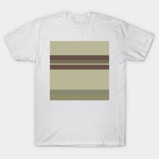 A particular blend of Quincy, Grey Brown, Brown Grey, Sage and Artichoke stripes. T-Shirt
